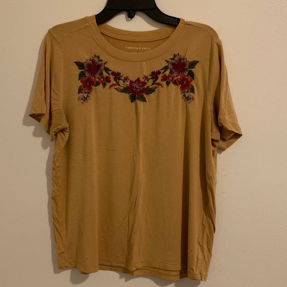 Yellow Embroidered American Eagle Tee